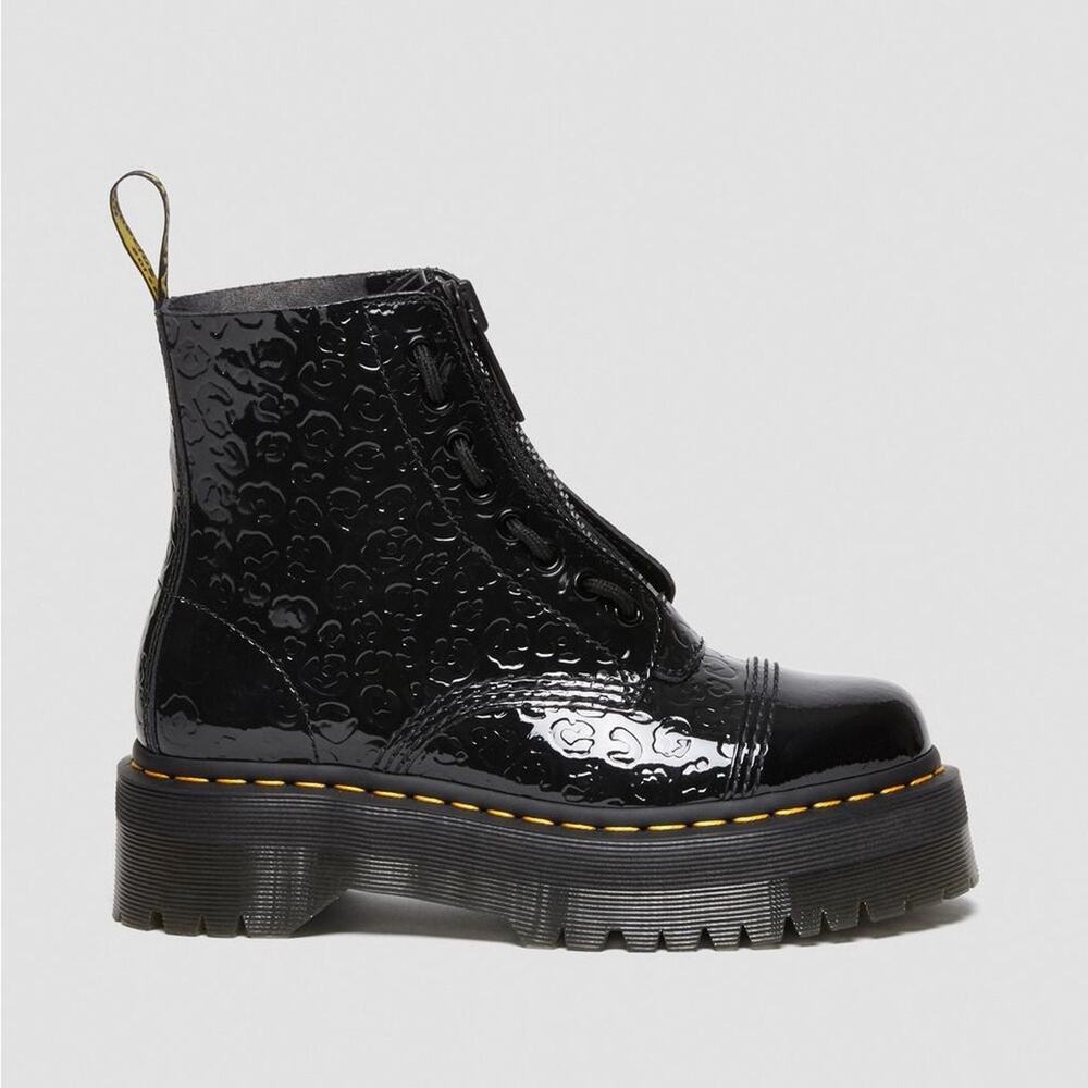 Dr. Martens Glossy Black Embossed Ankle Boots - Picture 8 of 14